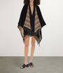 Black Wool Reversible Check Cape