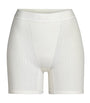 Skims Ivory Cotton-Blend Ribbed Boxer Shorts