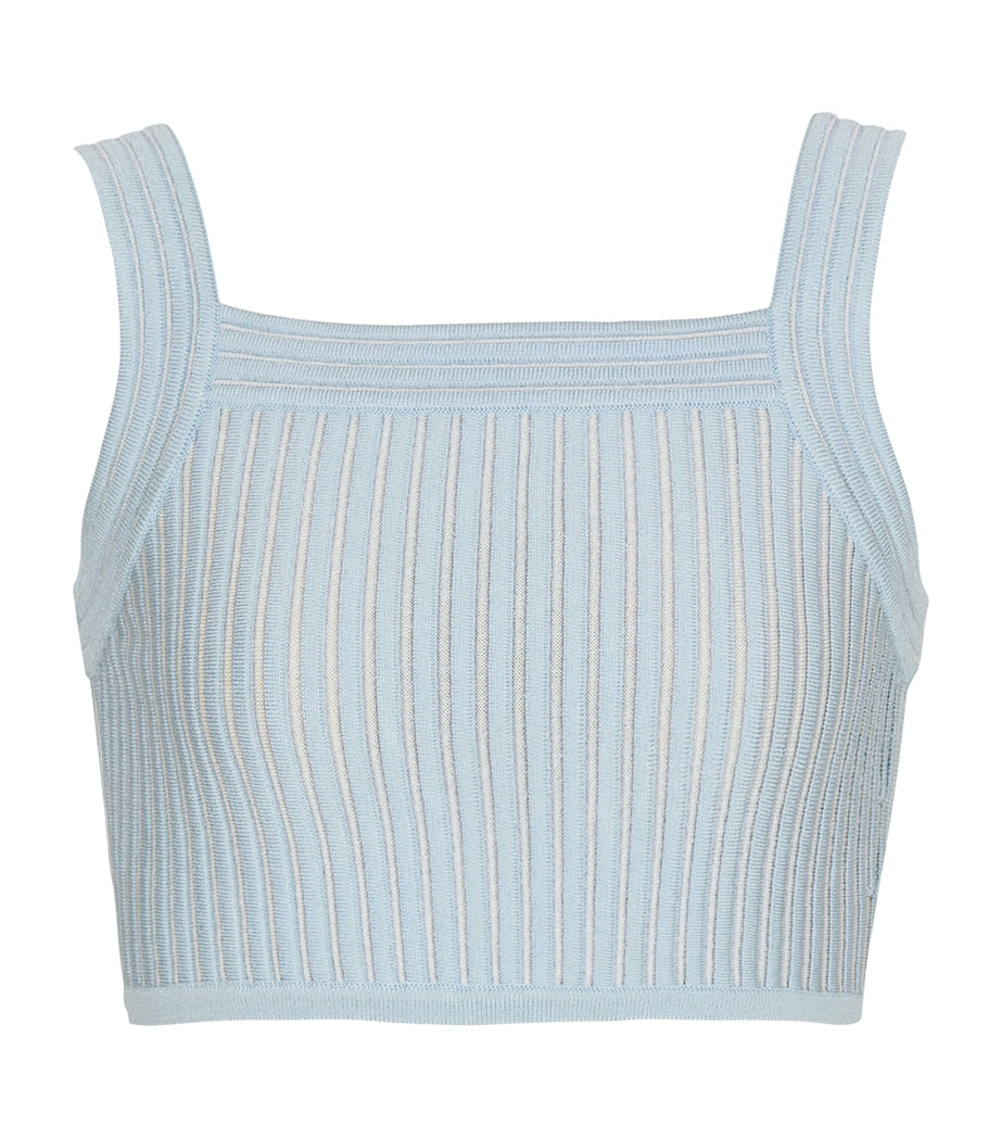 Balmain Blue Knitted Stripe Crop Top