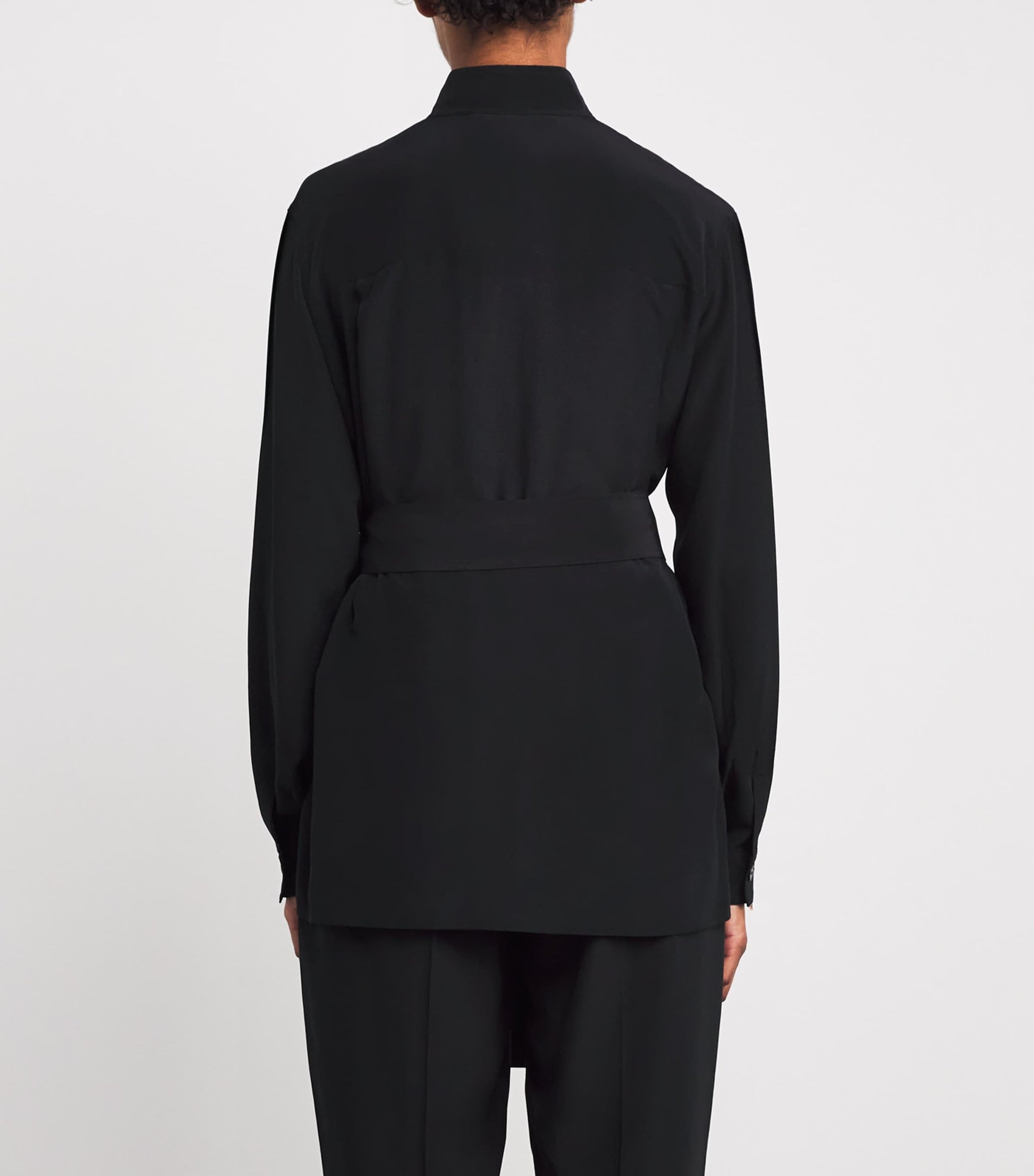 Black Crepe de Soie Silk Lamy Blouse