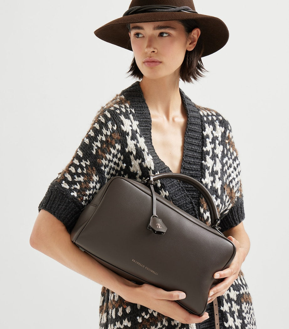 Leather Explorer Boston Top-Handle Bag