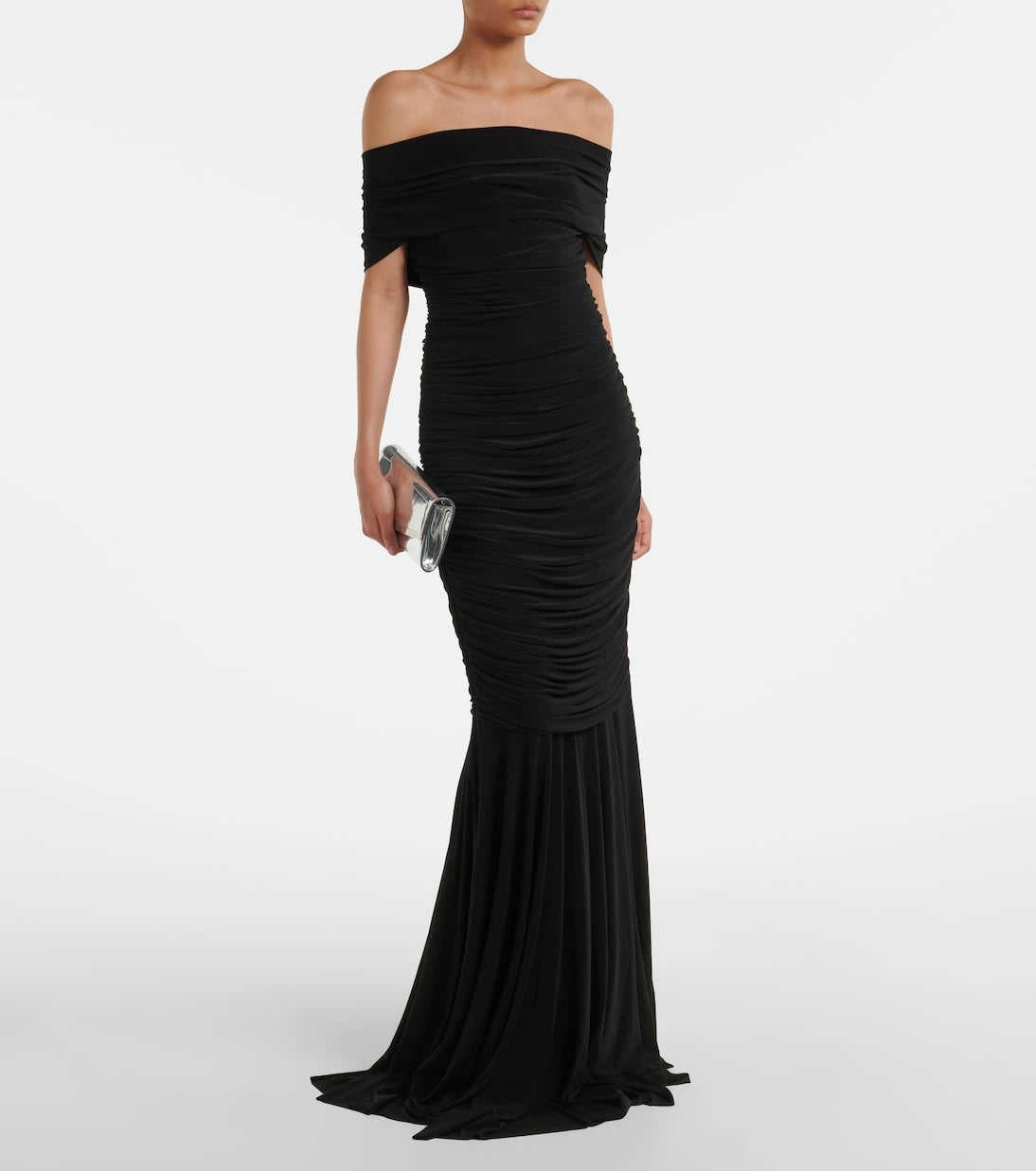 Norma Kamali - Off-shoulder ruched jersey gown