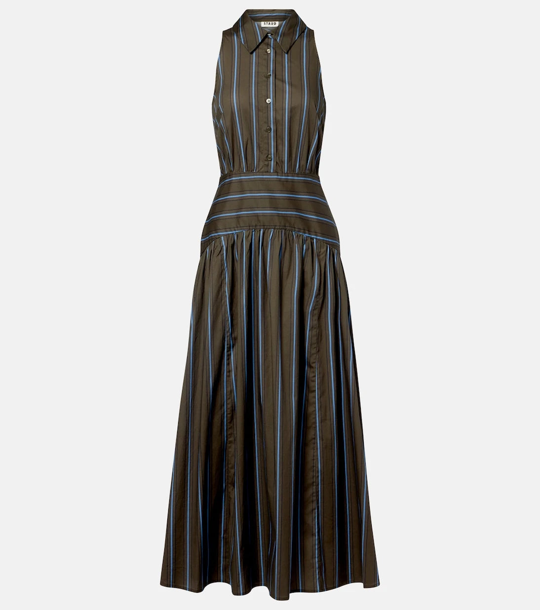 Staud - Romy striped cotton midi dress