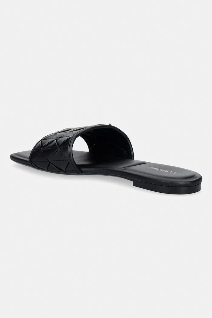 Calvin Klein Kadın SQUARE FLAT SNDL WOVEN LTH Terlik