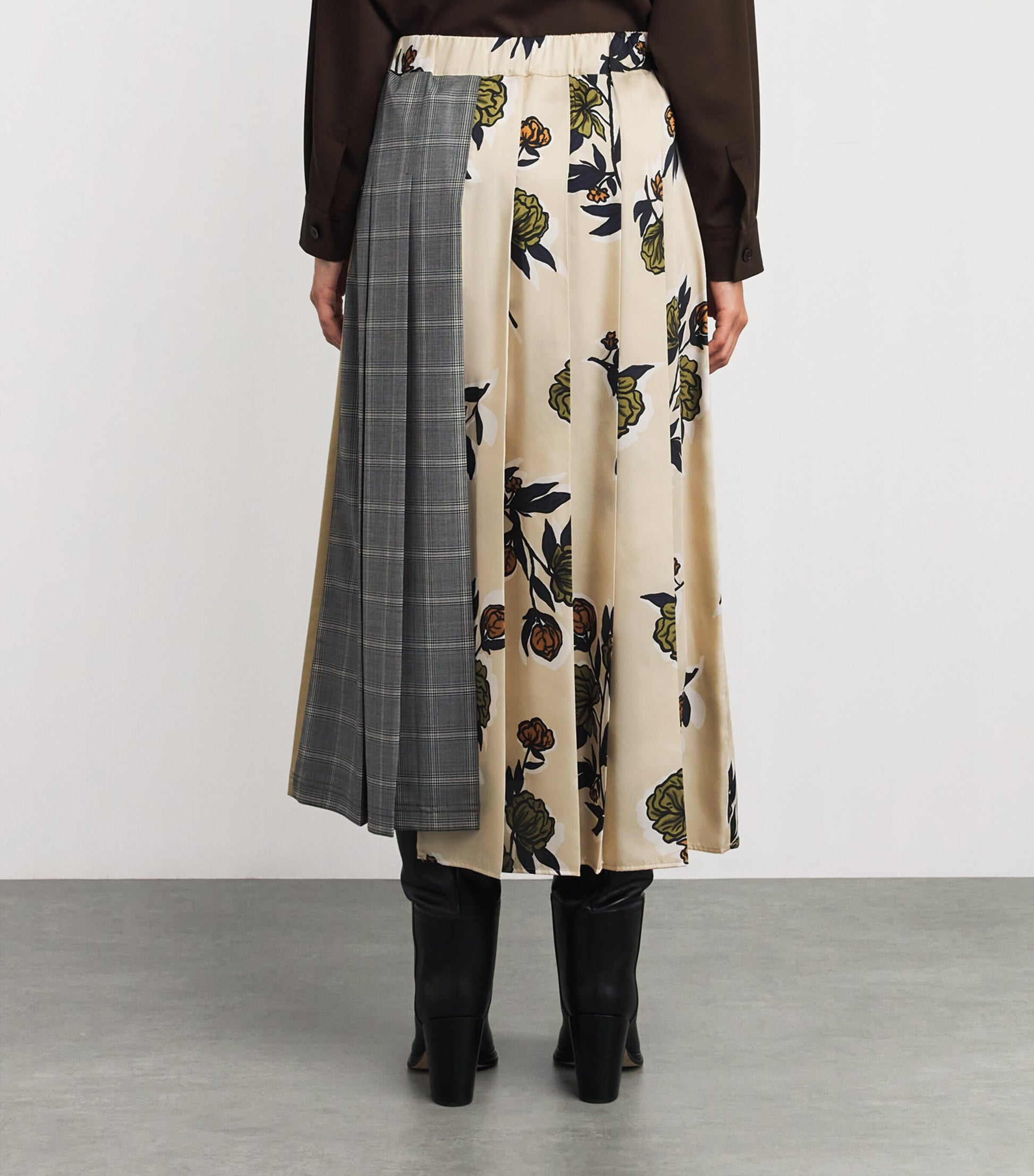 Beige Pleated Midi Skirt