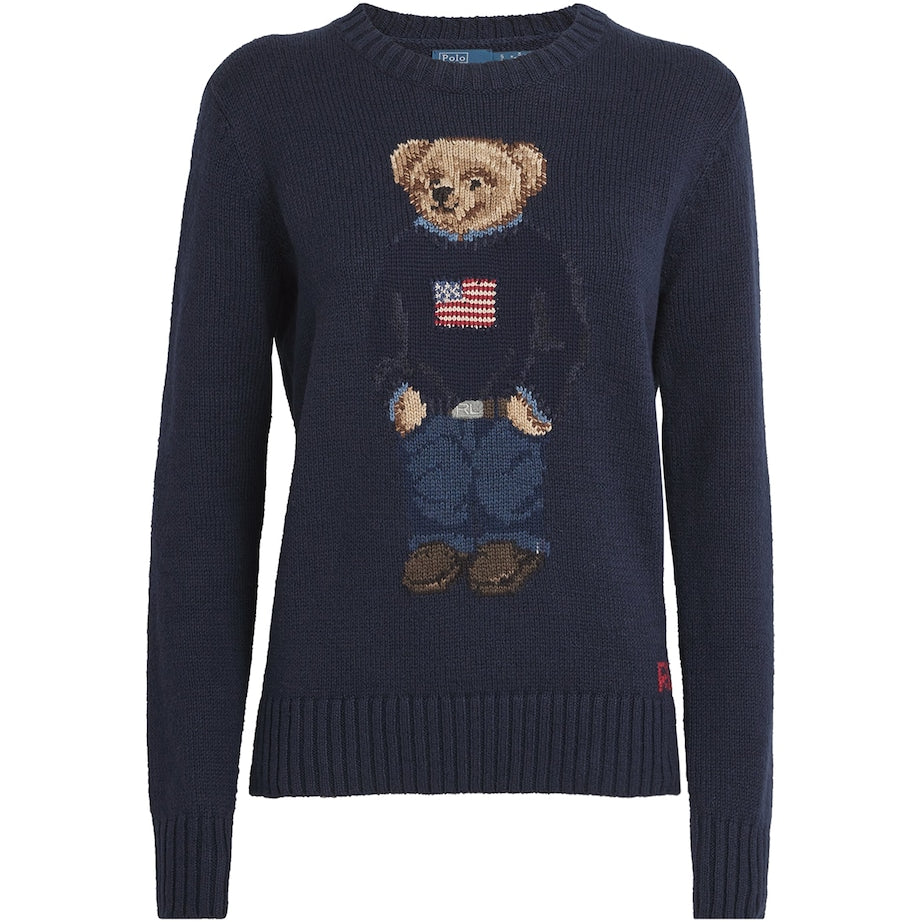 Polo Ralph Lauren Navy Cotton-Linen Polo Bear Sweater