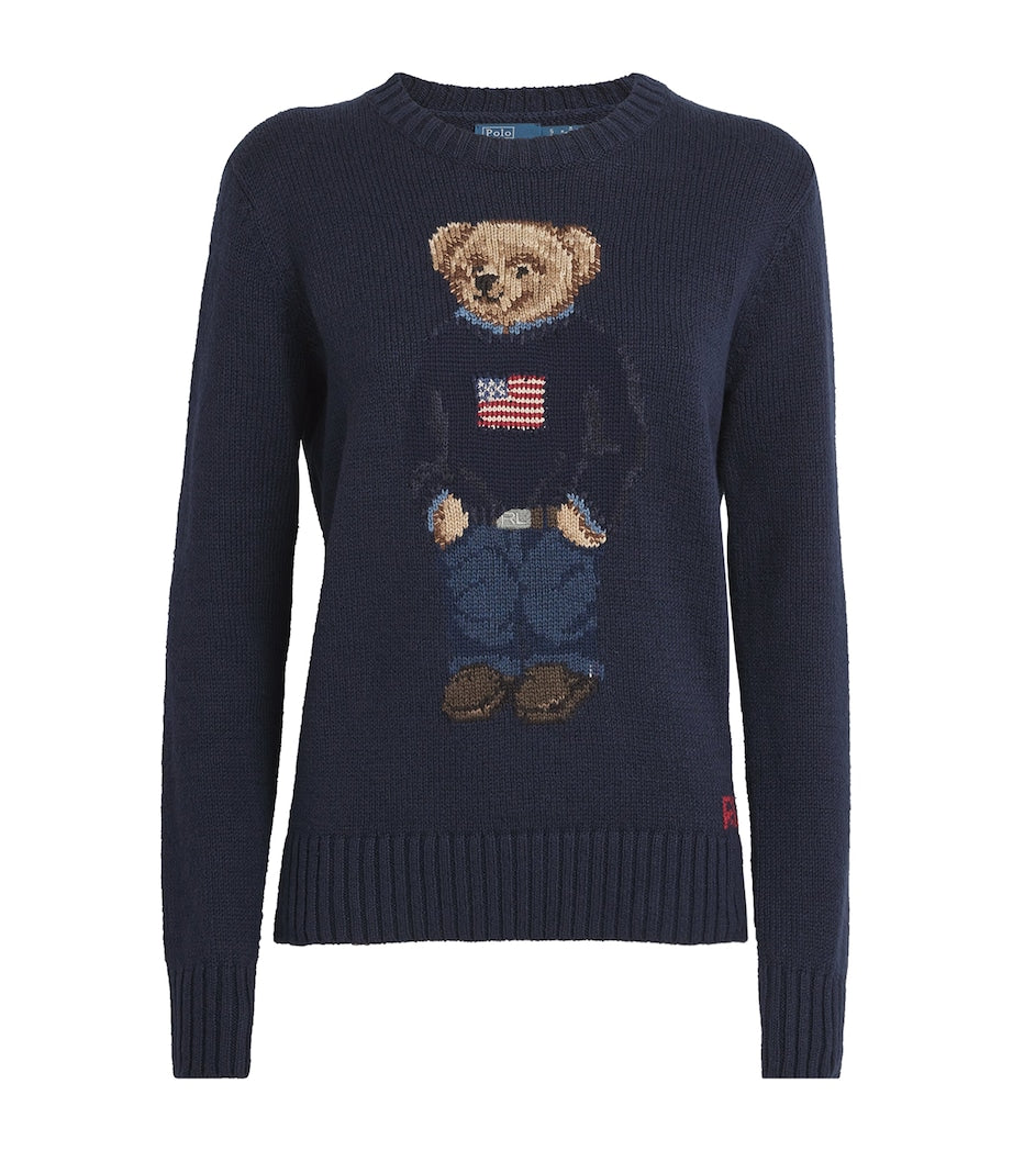Polo Ralph Lauren Navy Cotton-Linen Polo Bear Sweater