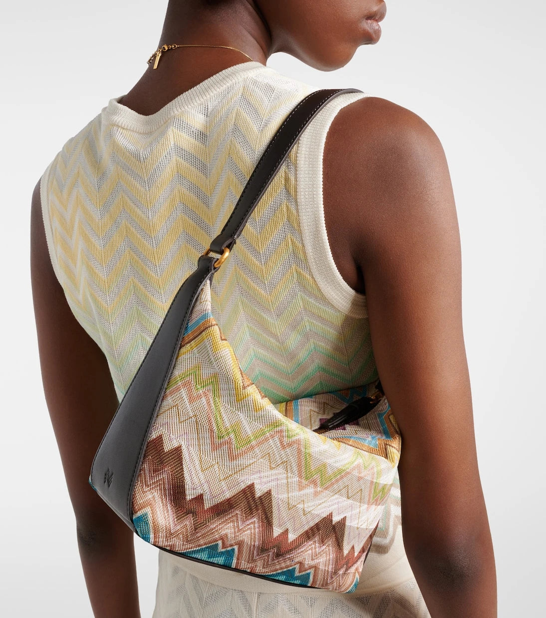 Missoni - Soft Zigzag leather-trimmed shoulder bag