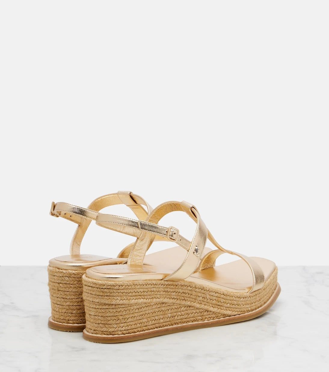 Jimmy Choo - Theia 60 metallic leather espadrille wedges