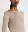 Max Mara Beige Metallic-Knit Maxi Dress