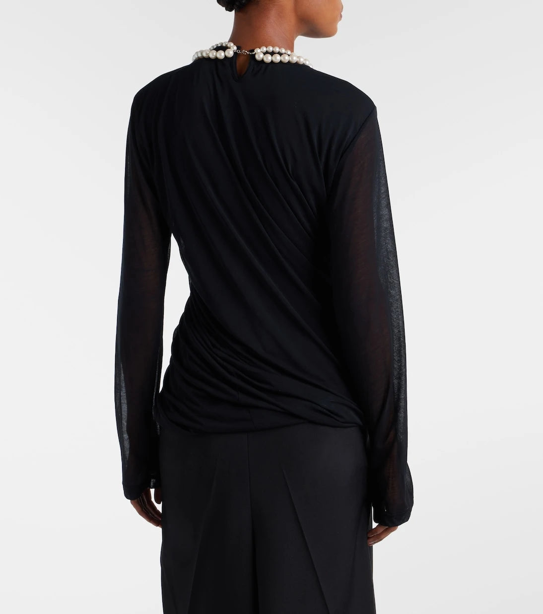 Junya Watanabe - Draped faux pearl-embellished cotton top