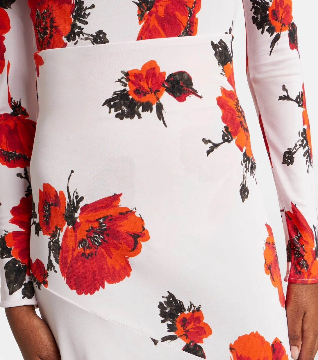 Alaïa - Floral asymmetric jersey midi skirt