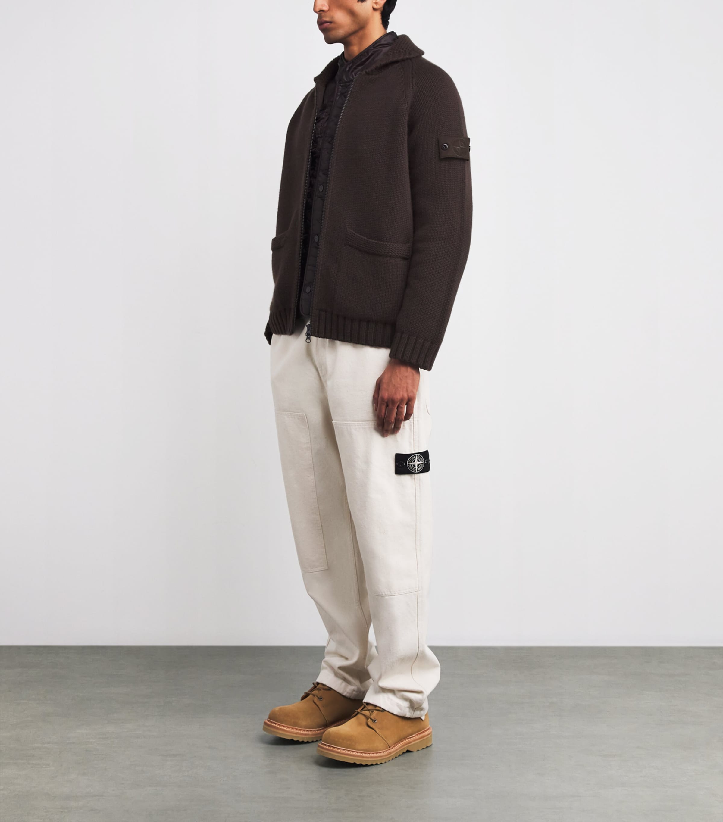 Stone Island Brown Cashmere Ghost President's Knit Cardigan