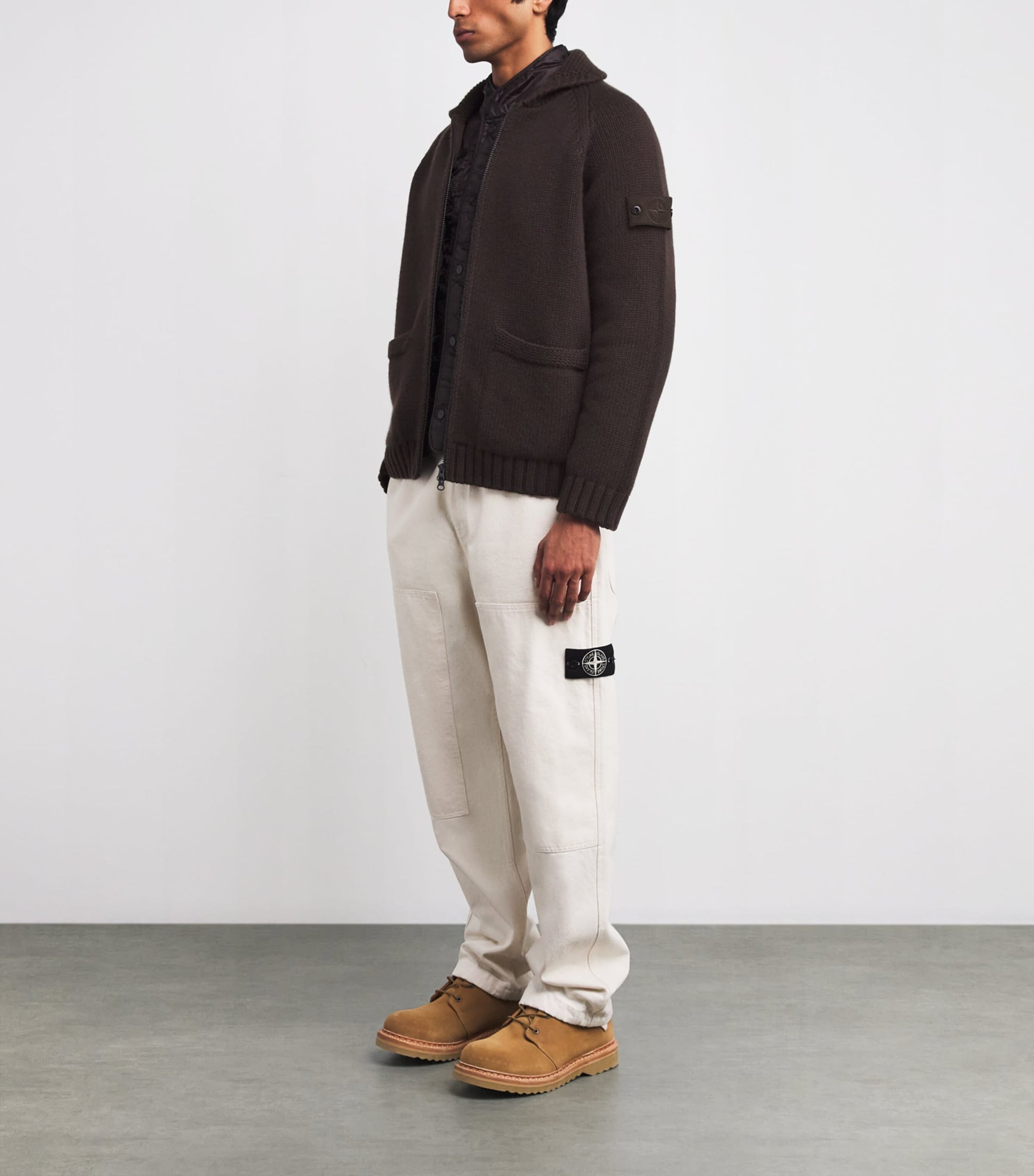 Stone Island Brown Cashmere Ghost President's Knit Cardigan