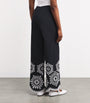 Embroidered Wide-Leg Trousers NAVY