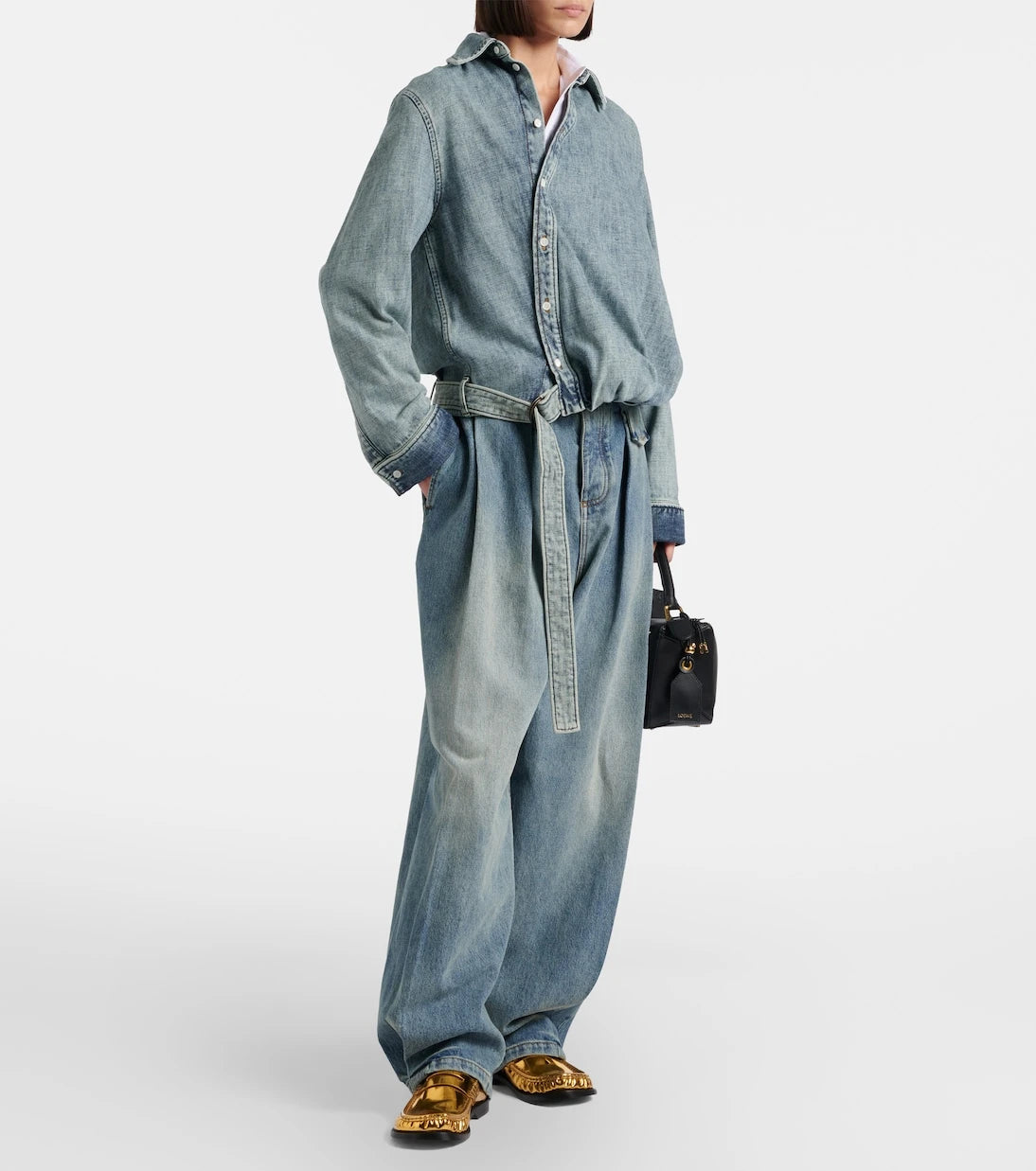 Loewe - Draped belted denim shirt