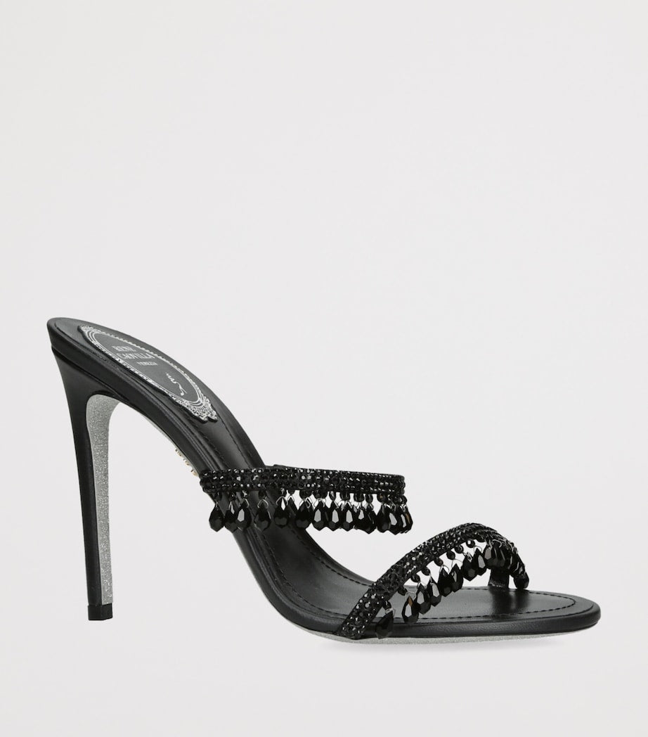 René Caovilla Black Embellished Chandelier Sandals 105