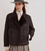 Brunello Cucinelli Brown Shearling-Leather Reversible Pea Coat