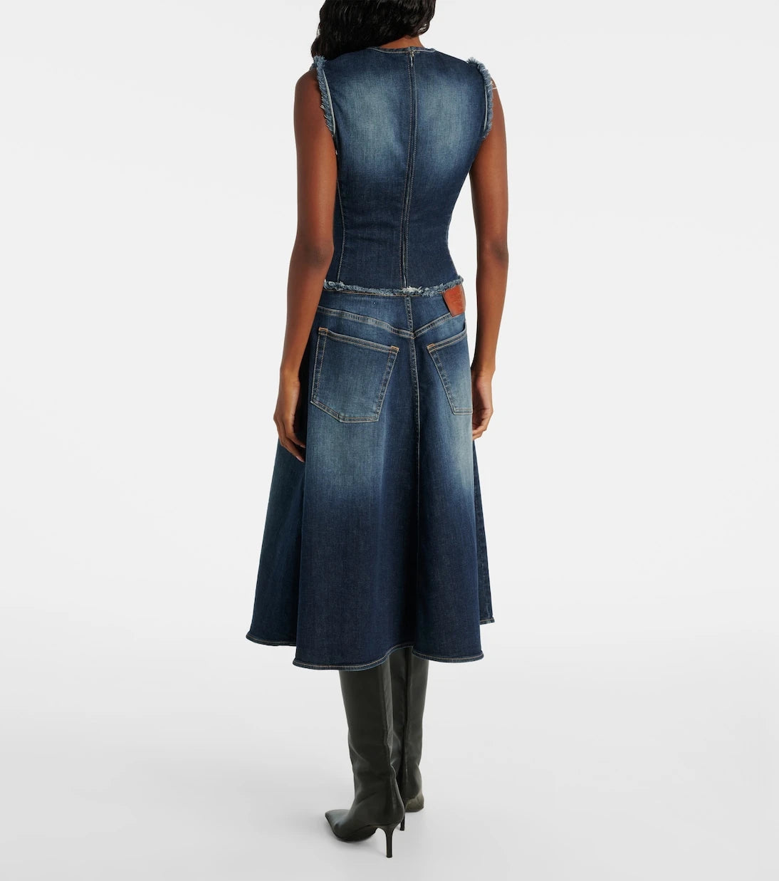 Acne Studios - Duffena distressed denim midi dress