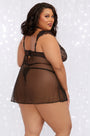 Plus Size Velvet and Lace Harness Babydoll