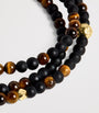 Gold-Plated Stainless Steel, Brown Tiger Eye and Matte Onyx Beaded Bracelet