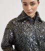 Brunello Cucinelli Grey Mohair-Blend Sequin-Embellished Cardigan