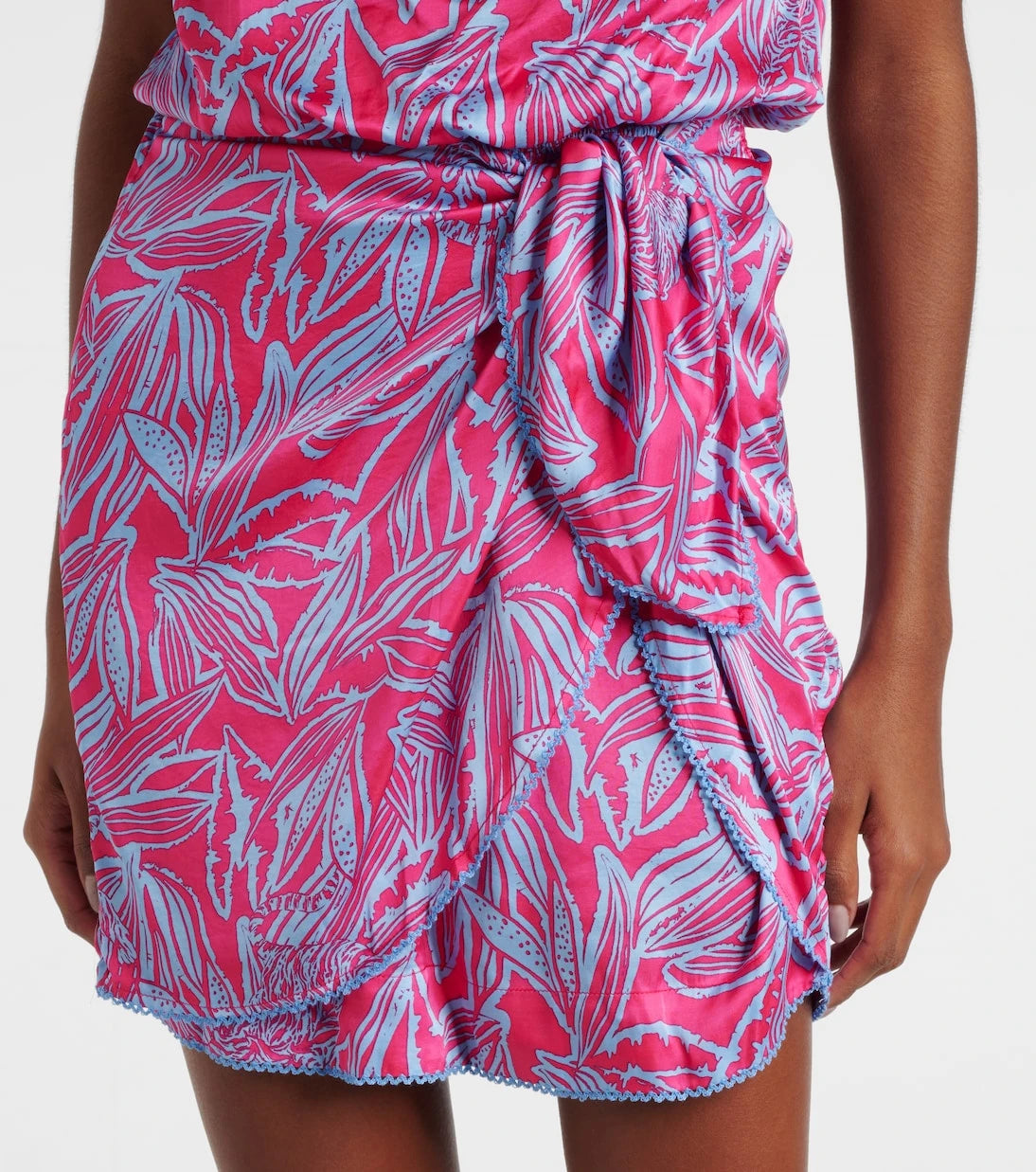 Poupette St Barth - Celie printed gathered one-shoulder minidress