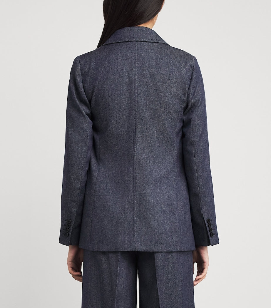Max Mara Blue Virgin Wool Double-Breasted Blazer