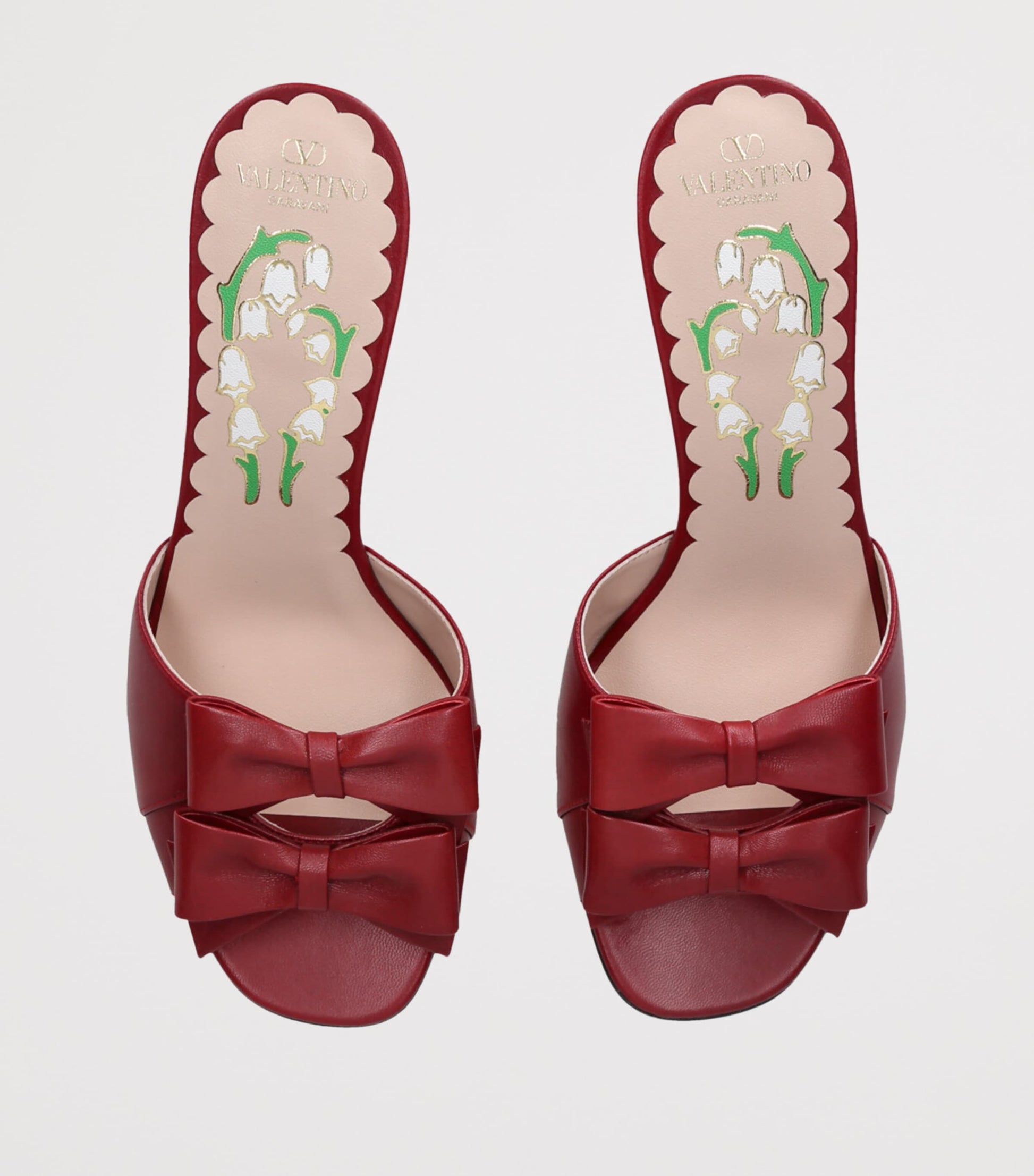 Valentino Garavani Red Leather Bow-Detail Bowow Mules 75