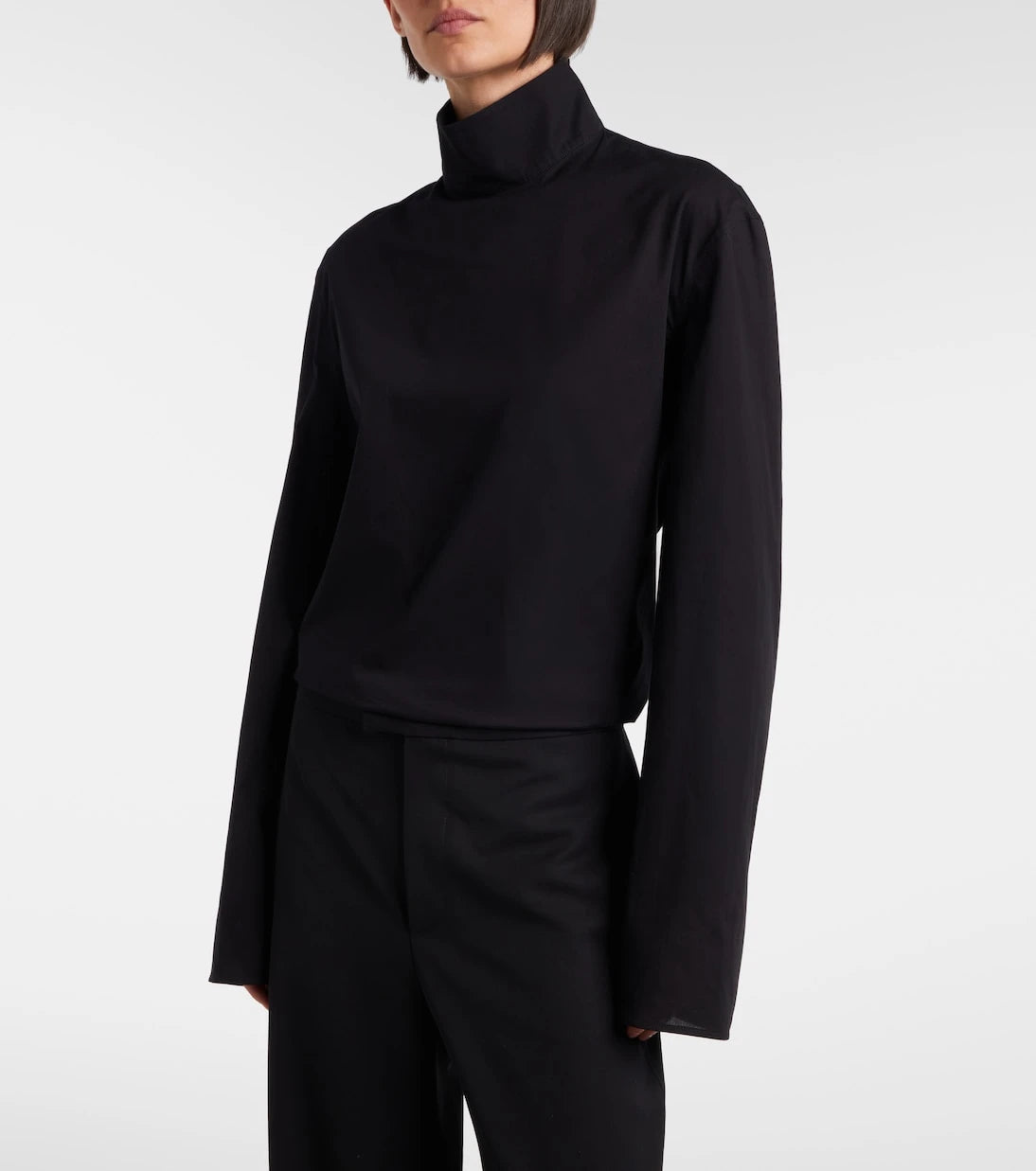 Gucci - Cotton-blend poplin turtleneck top