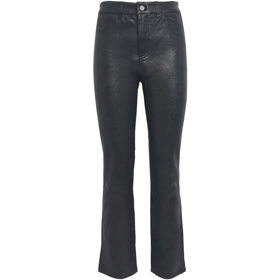 PAIGE Black Leather High-Rise Cindy Trousers