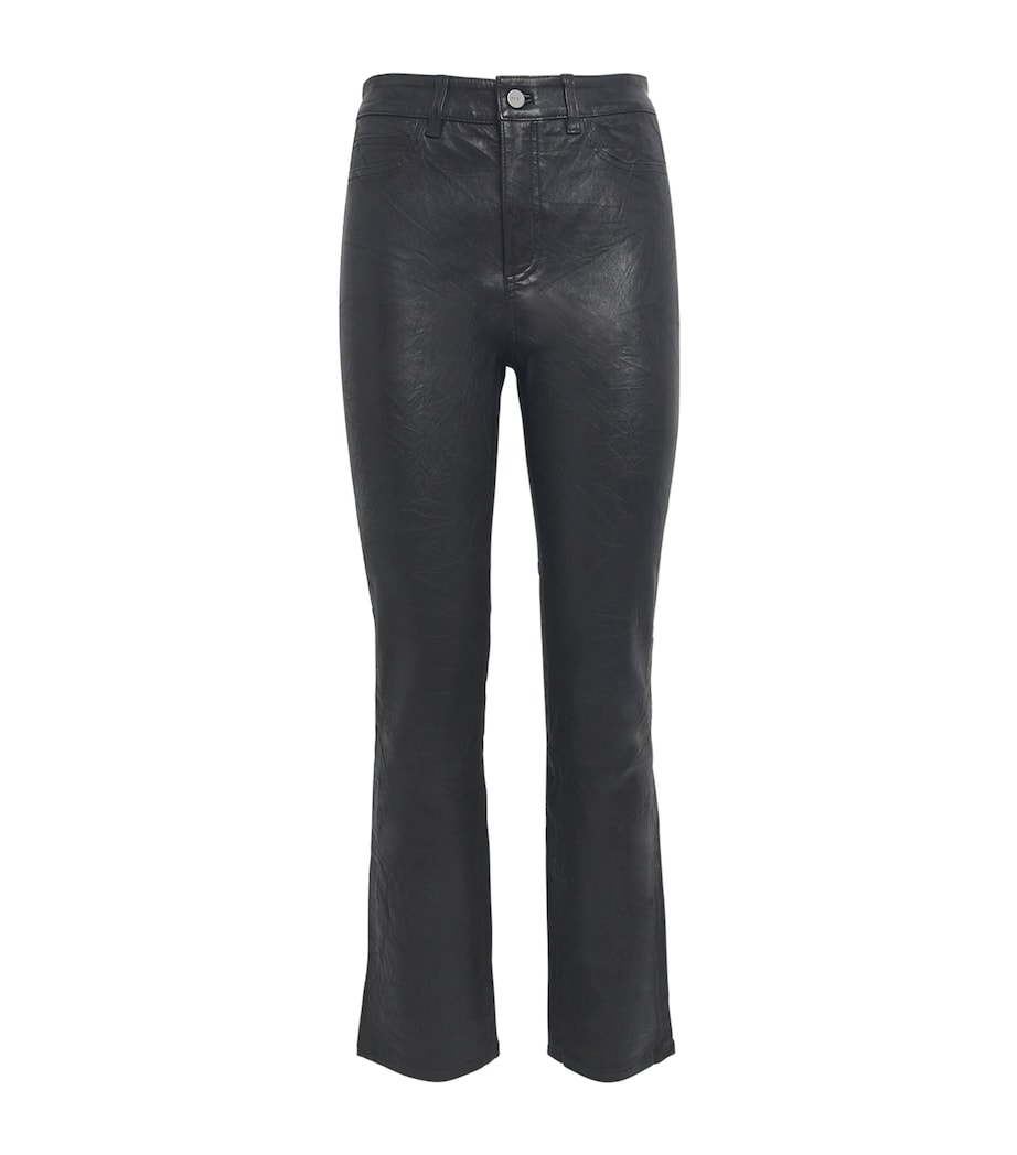 PAIGE Black Leather High-Rise Cindy Trousers