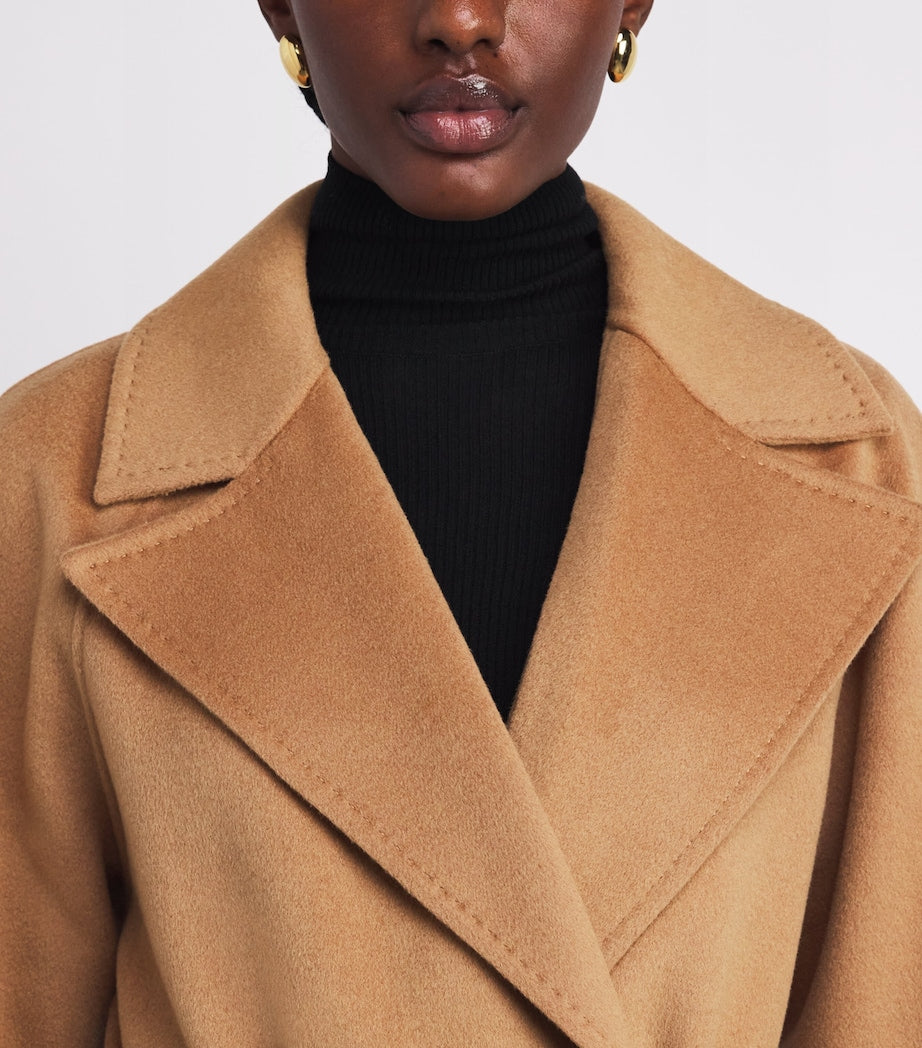 Maje Brown Wool-Blend Double-Faced Coat
