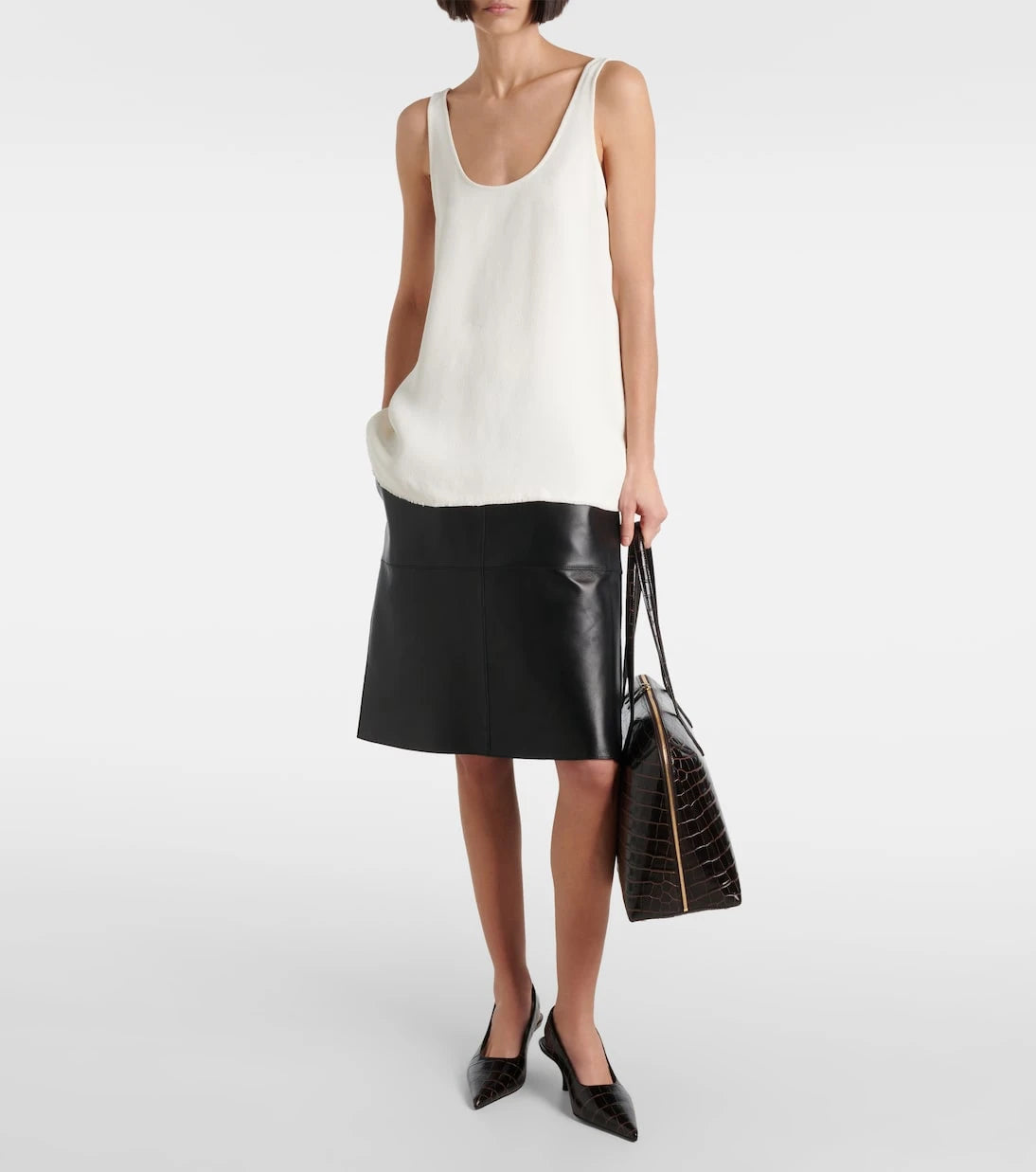 Toteme - Croc-effect leather slingback pumps