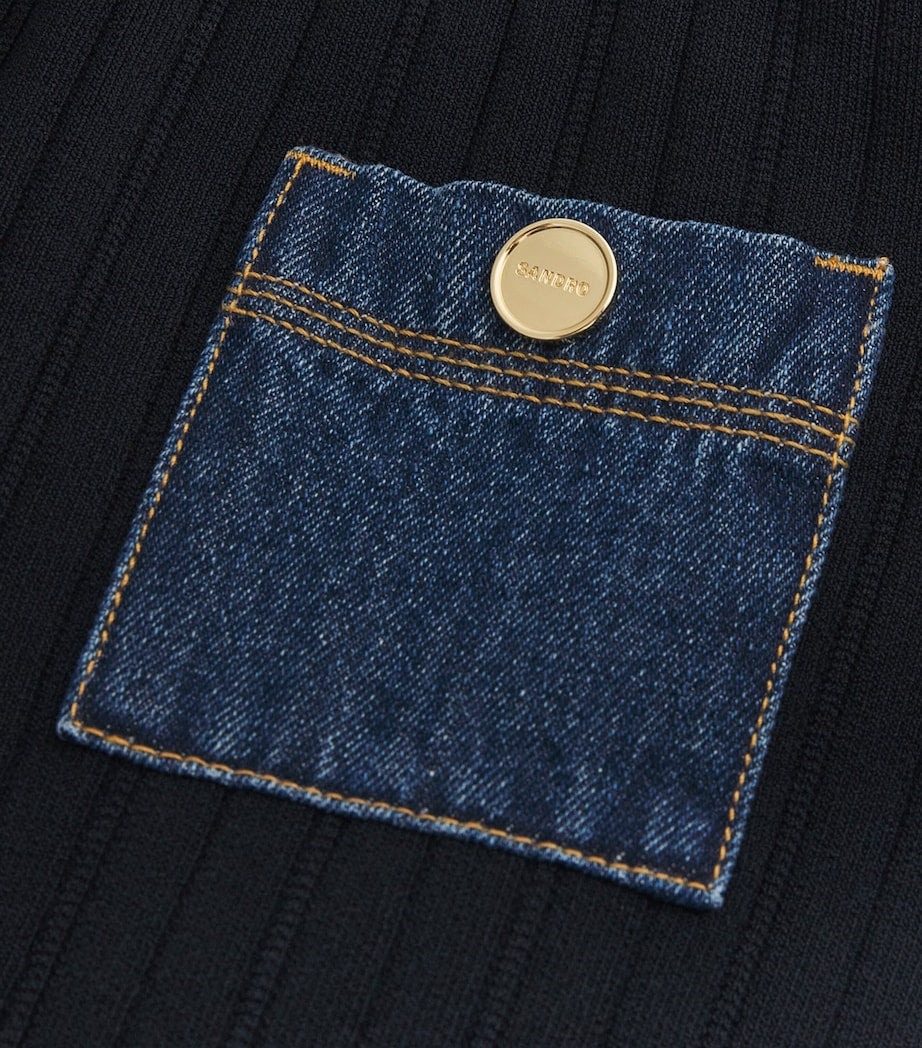 Blue Knitted Mini Skirt