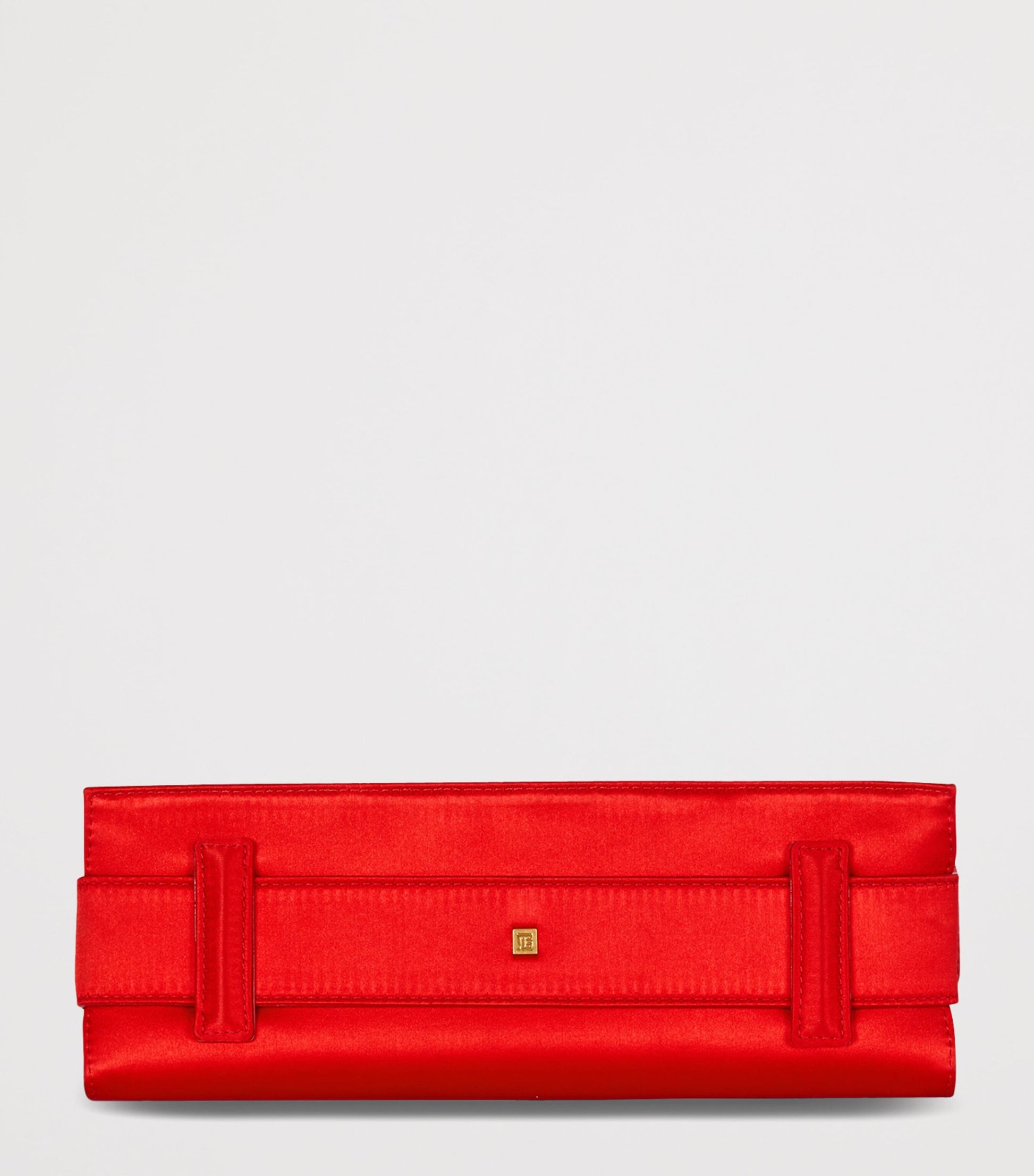 Balmain Red Satin Anthem Clutch Bag