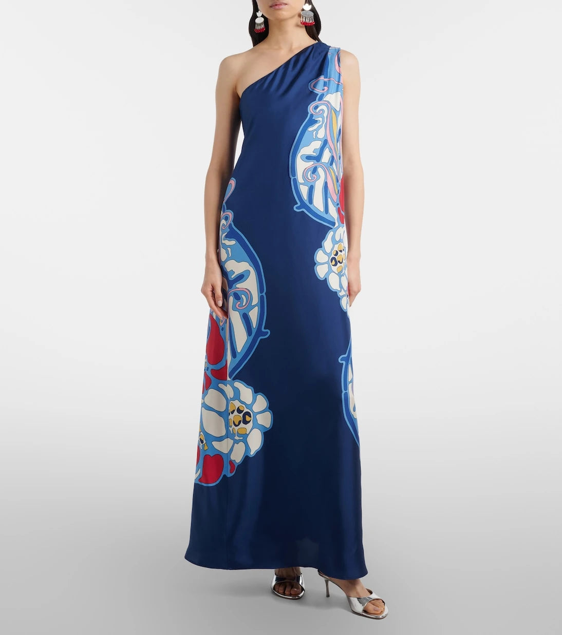 La DoubleJ - Roy printed one-shoulder silk twill maxi dress