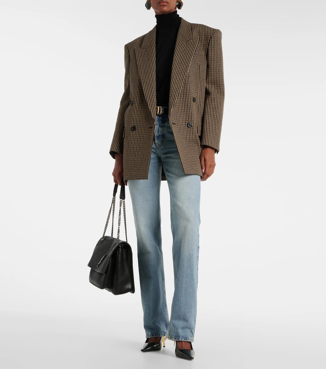 Saint Laurent - بنطلون جينز "نيكو" بقصة مستقيمة وخصرٍ عالٍ