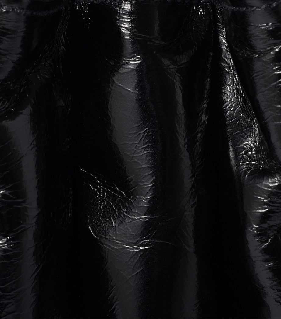 Black Leather Solitaire Top-Handle Bag