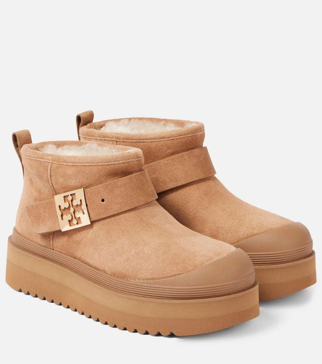 Tory Burch - Mellow shearling-lined suede platform ankle boots