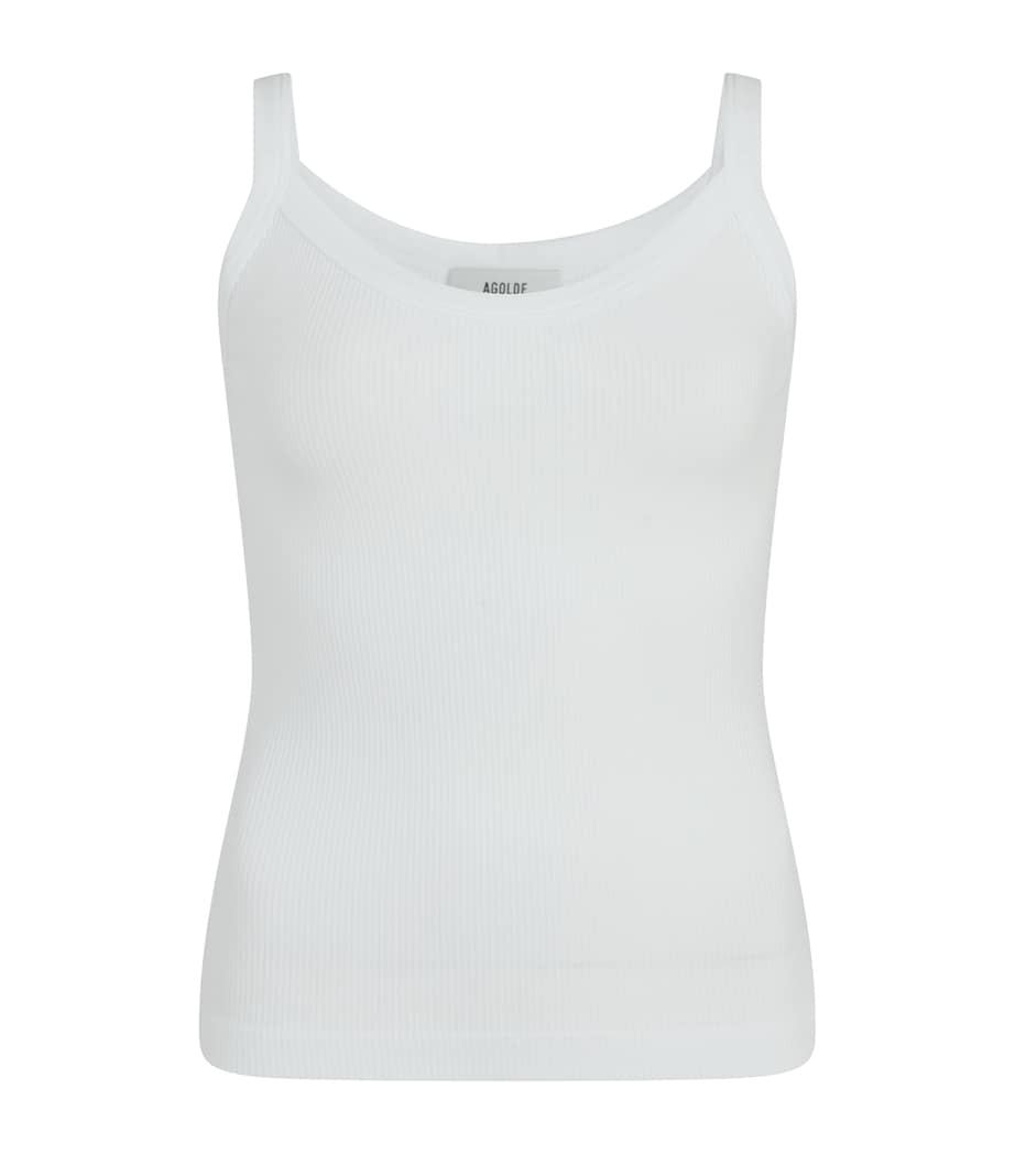 White Organic Cotton-Blend Shrunken Poppy Tank Top