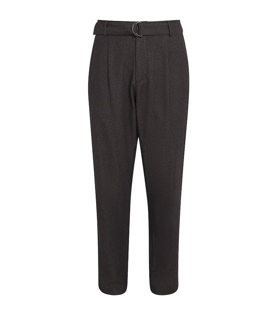 Wool-Blend Belted Puppytooth Trousers