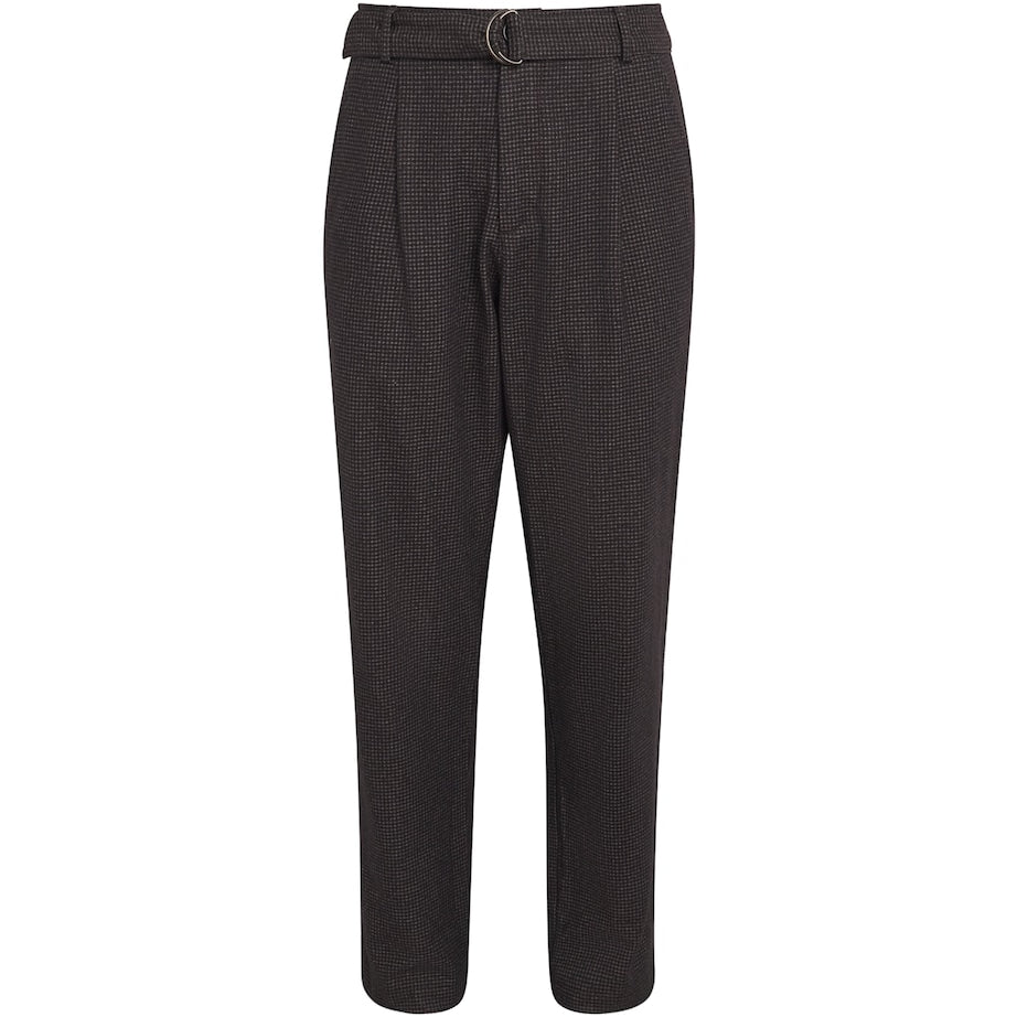 Wool-Blend Belted Puppytooth Trousers