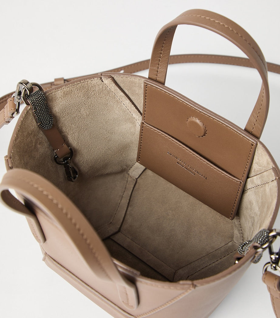 Brunello Cucinelli Mini Calfskin BC Duo Tote Bag