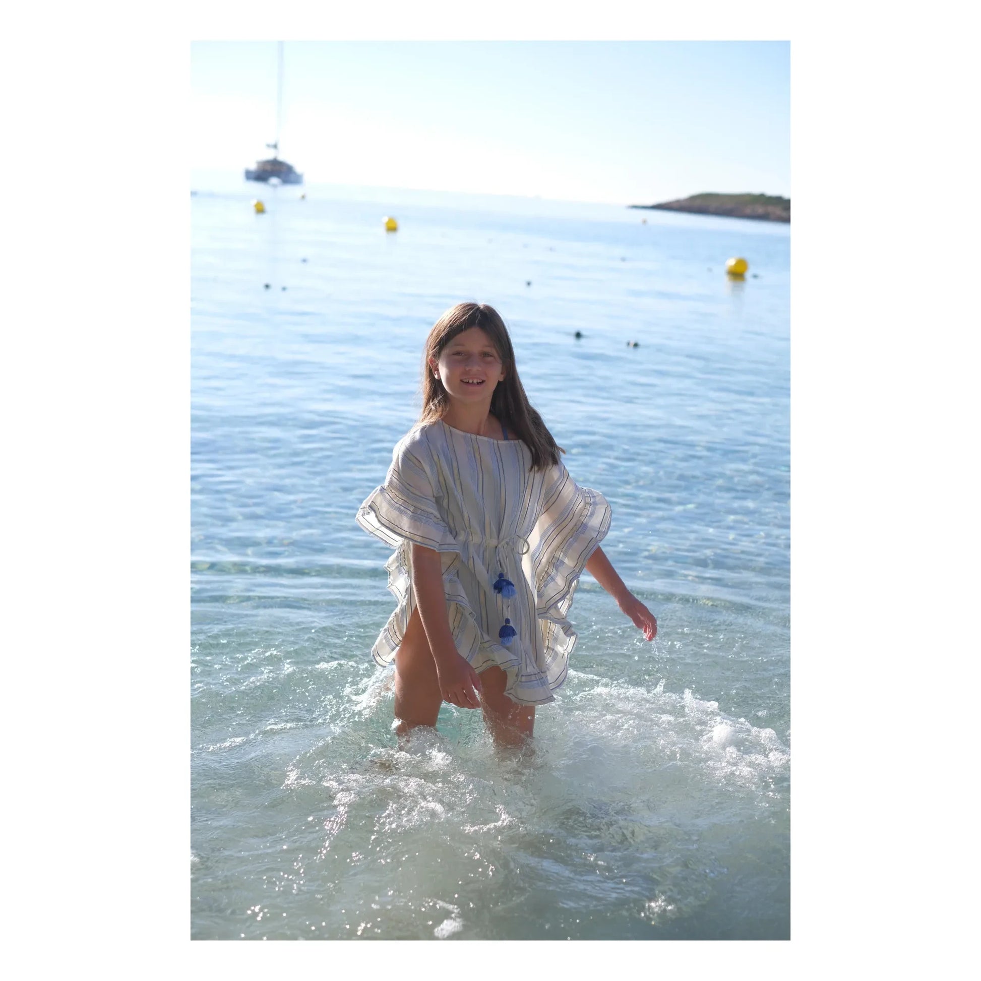 Lison Paris - Striped Metallic Caftan | Beige