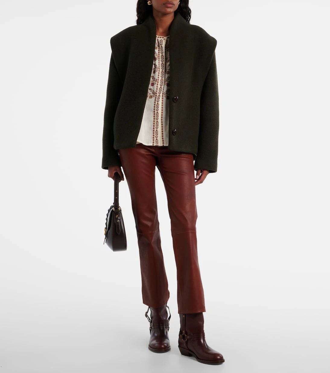 Frame - Reboot Crop leather bootcut pants