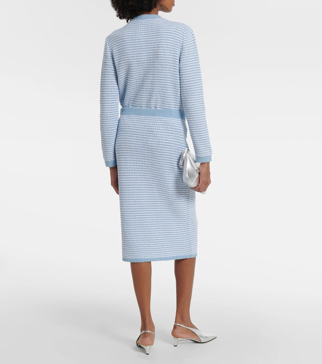 Tory Burch - High-rise knitted cotton-blend midi skirt