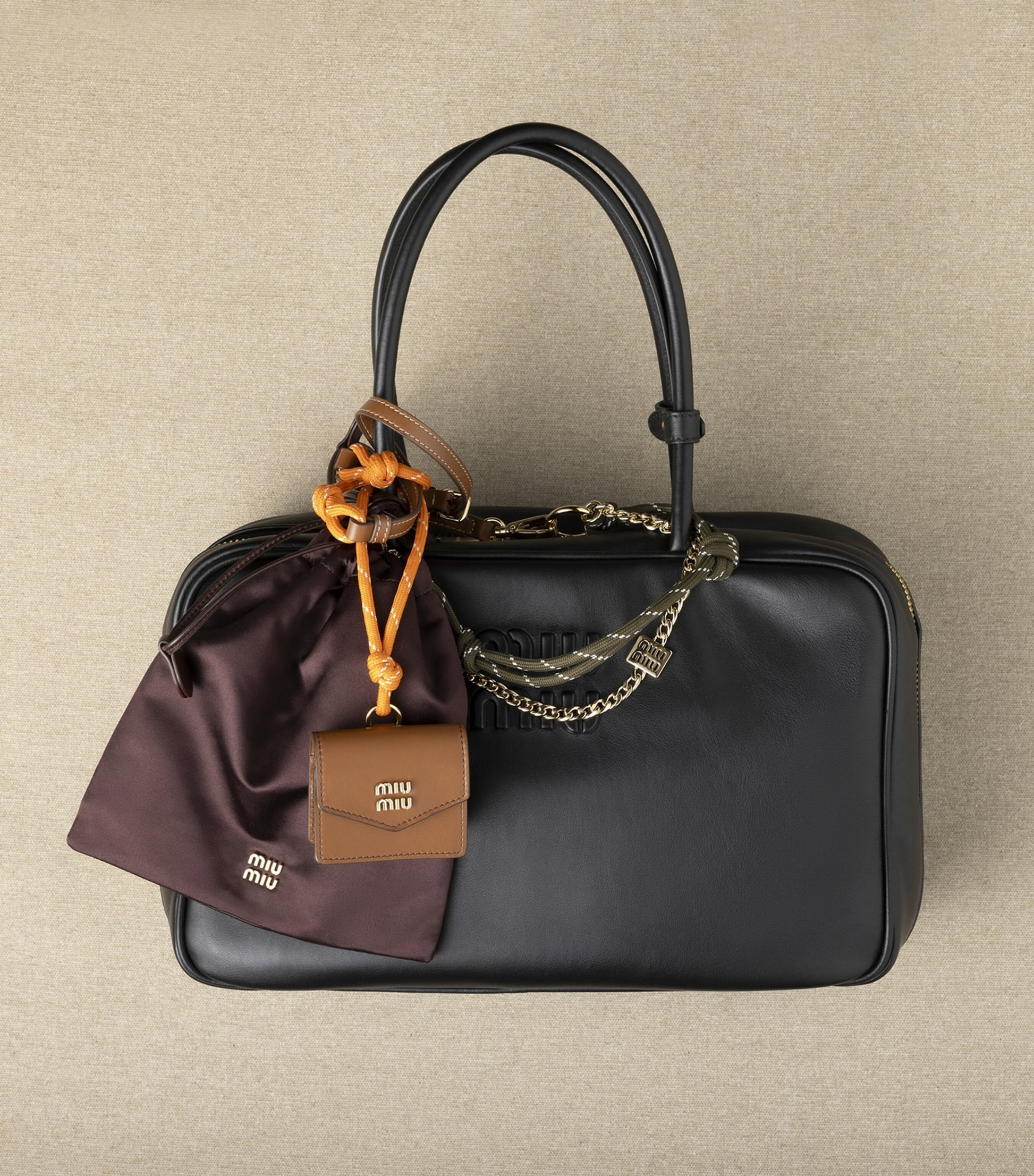 Brown Silk Duchesse Pouch