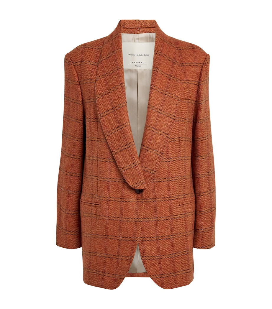 Yellow Wool-Blend Check Jacket