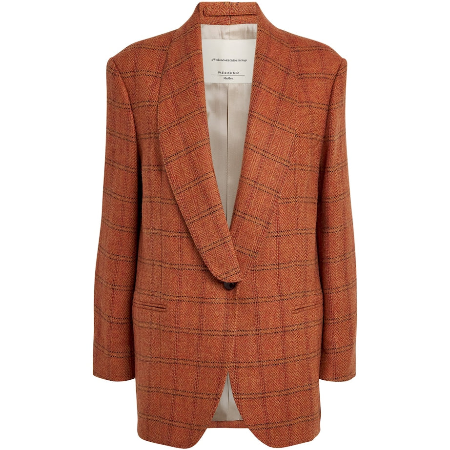 Yellow Wool-Blend Check Jacket